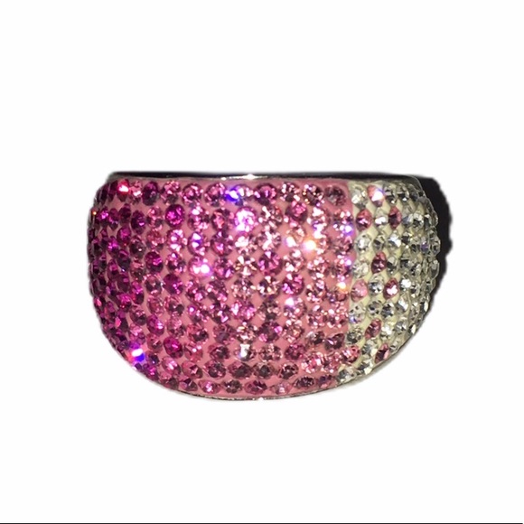 QVC Jewelry - Swarovski Crystal Ring Cigar Band Pink Silver
